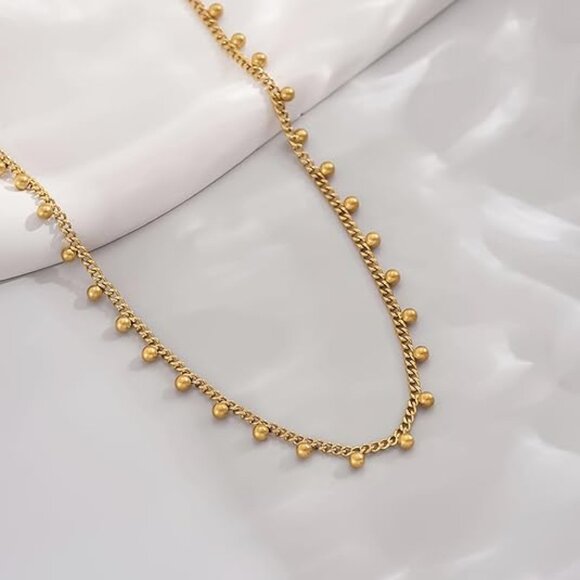 Neiman Marcus 18K Gold Plated Cuban Ball Drop Stainless Steel Necklace - Picture 5 of 5